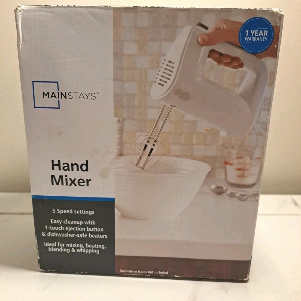 Mainstays 5-Speed Corded Hand Mixer with 2 Beaters Open Box Tested Working!